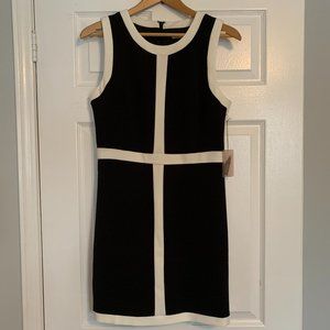 Black Dress  - sleeveless with white trim